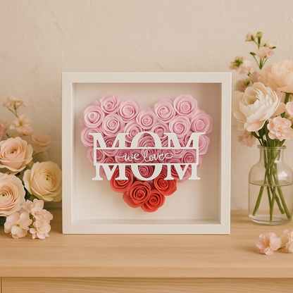 Cadre personnalisé cœur de roses